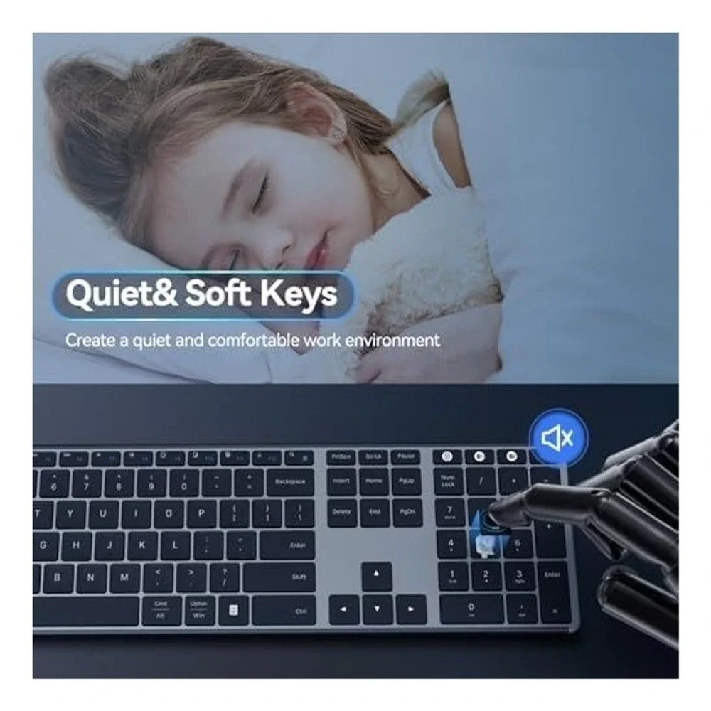 AUSDOM Bluetooth‎ Wireless Keyboard Slim Multi-Device Rechargeable Full Size